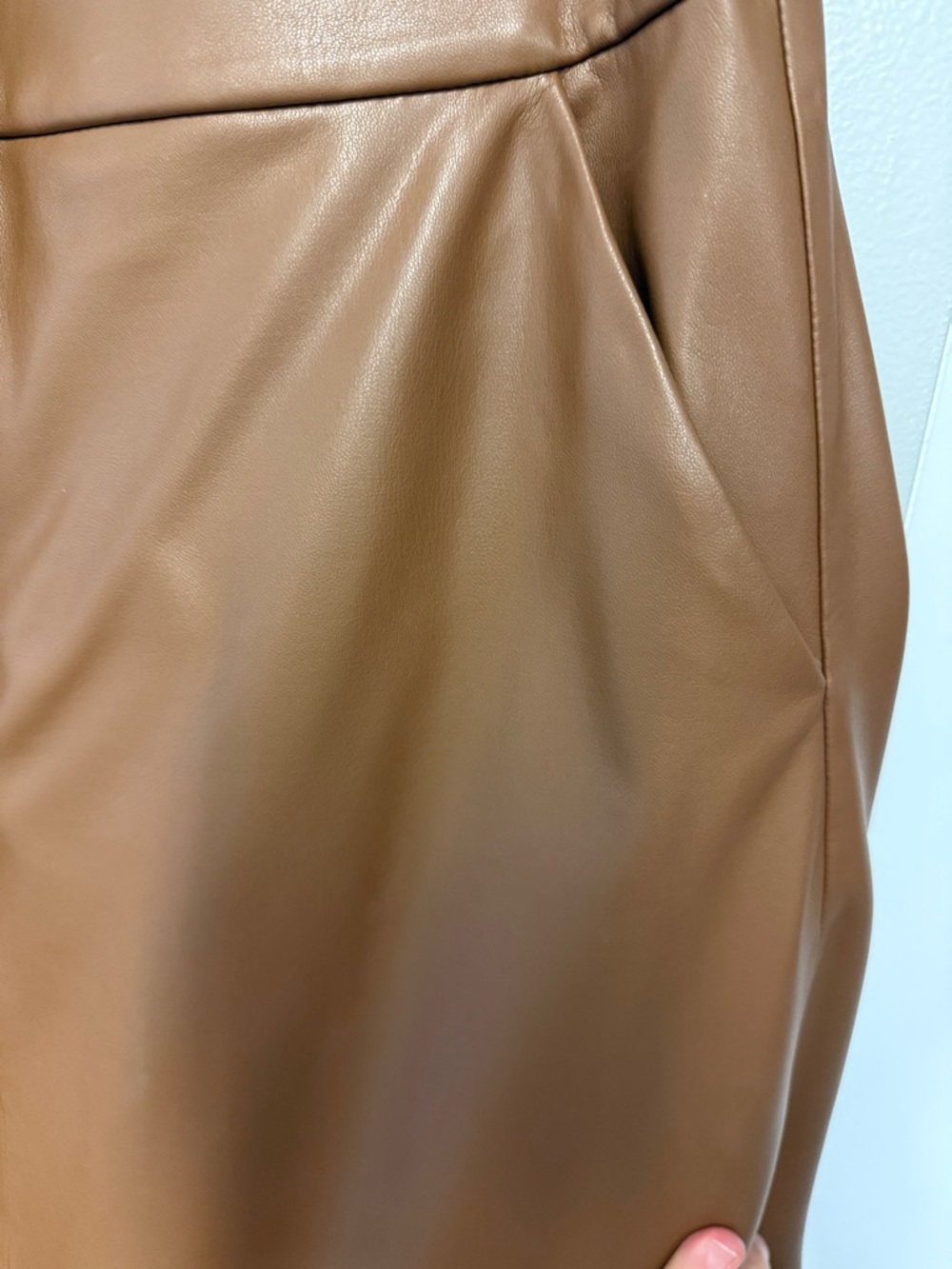 Veronica Beard Caramel Brown Faux Leather A-Line Skirt - Picture 2 of 6